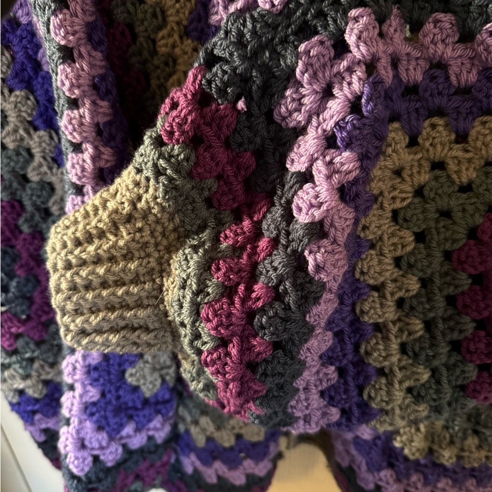 Colorful Crochet Patchwork Sweater celestial sun moon cardigan - Picture 5 of 5